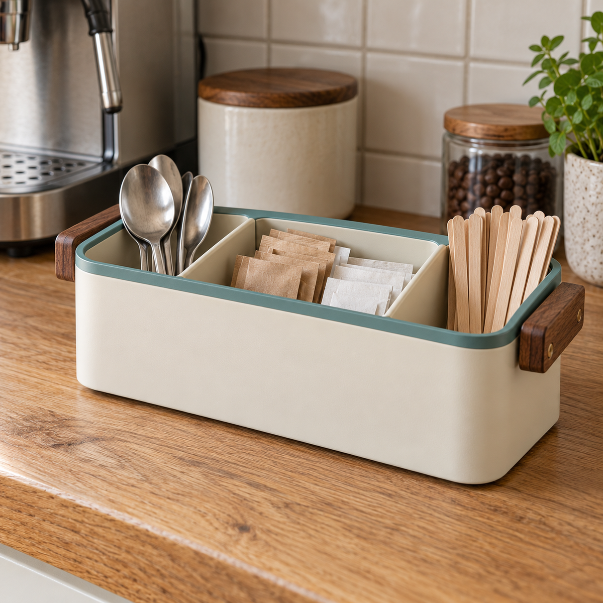 Retro-Kaffeebar-Organizer mit 3 Fächern
