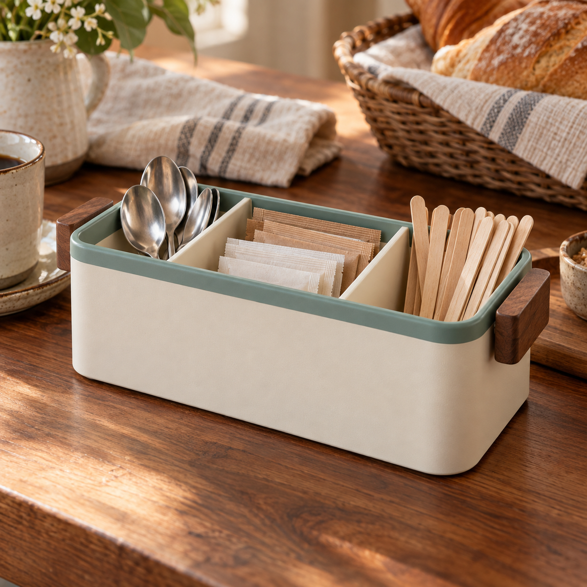 Retro-Kaffeebar-Organizer mit 3 Fächern