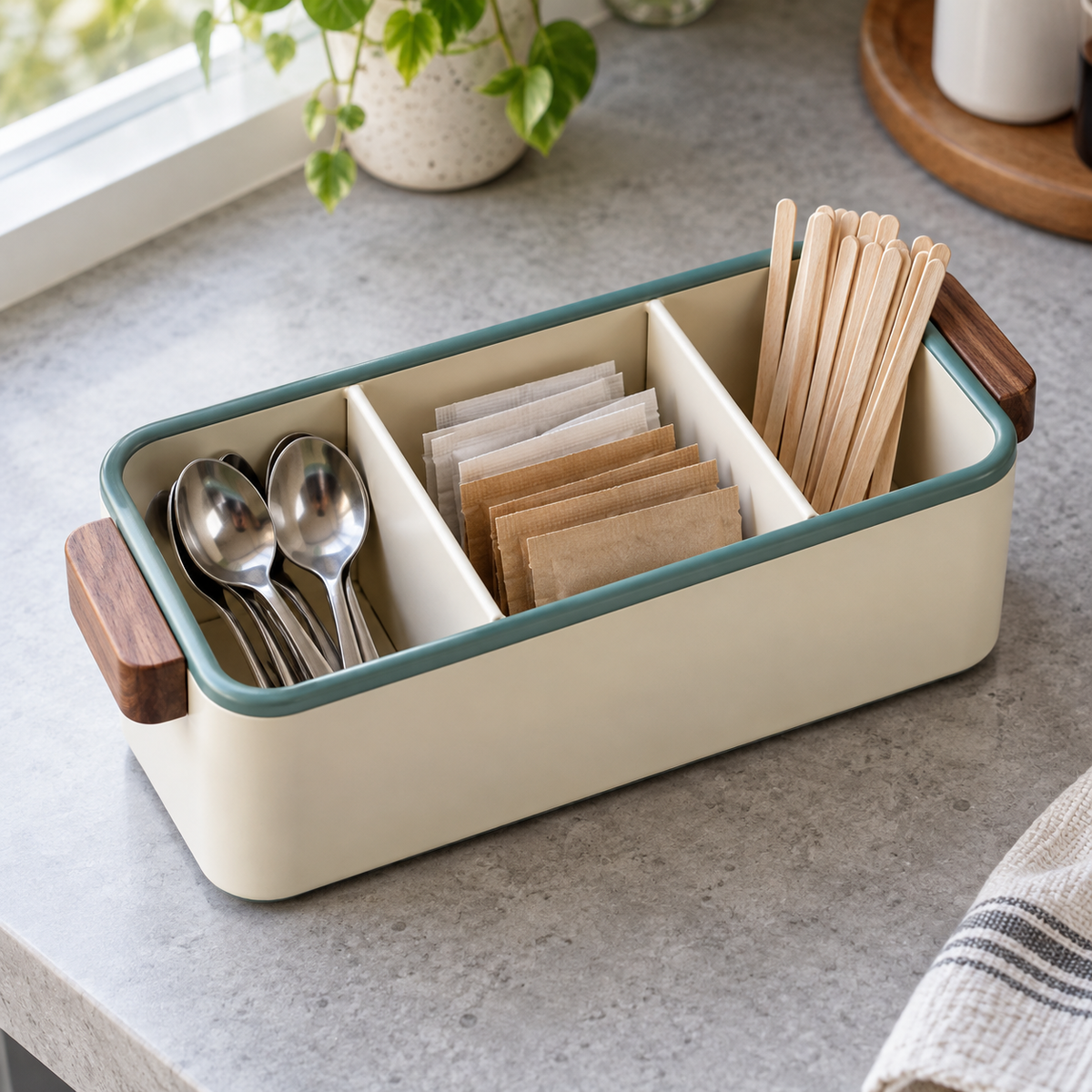 Retro-Kaffeebar-Organizer mit 3 Fächern